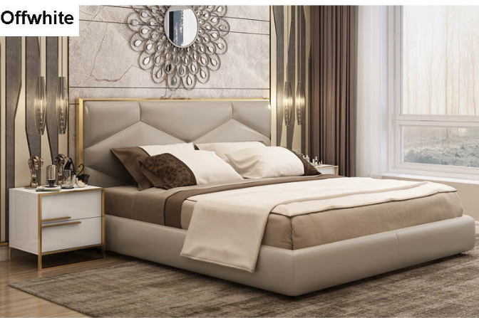 luxury stainless steel solid wood apartment king bed