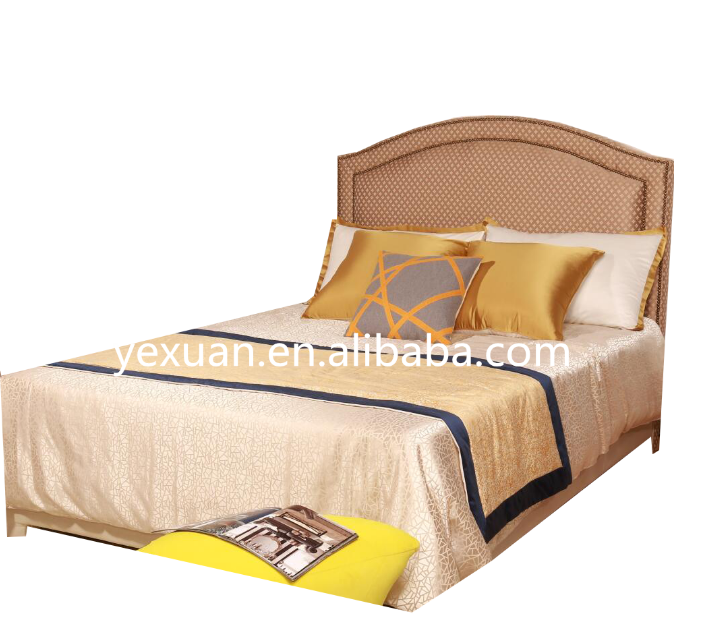  Wooden bed models fabric double bed for hotel